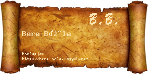 Bere Béla névjegykártya